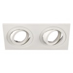 Foco basculante cuadrado empotrar Aluminio 2L, para Lámpara GU10/MR16, Blanco, Wengué ó Texturizado